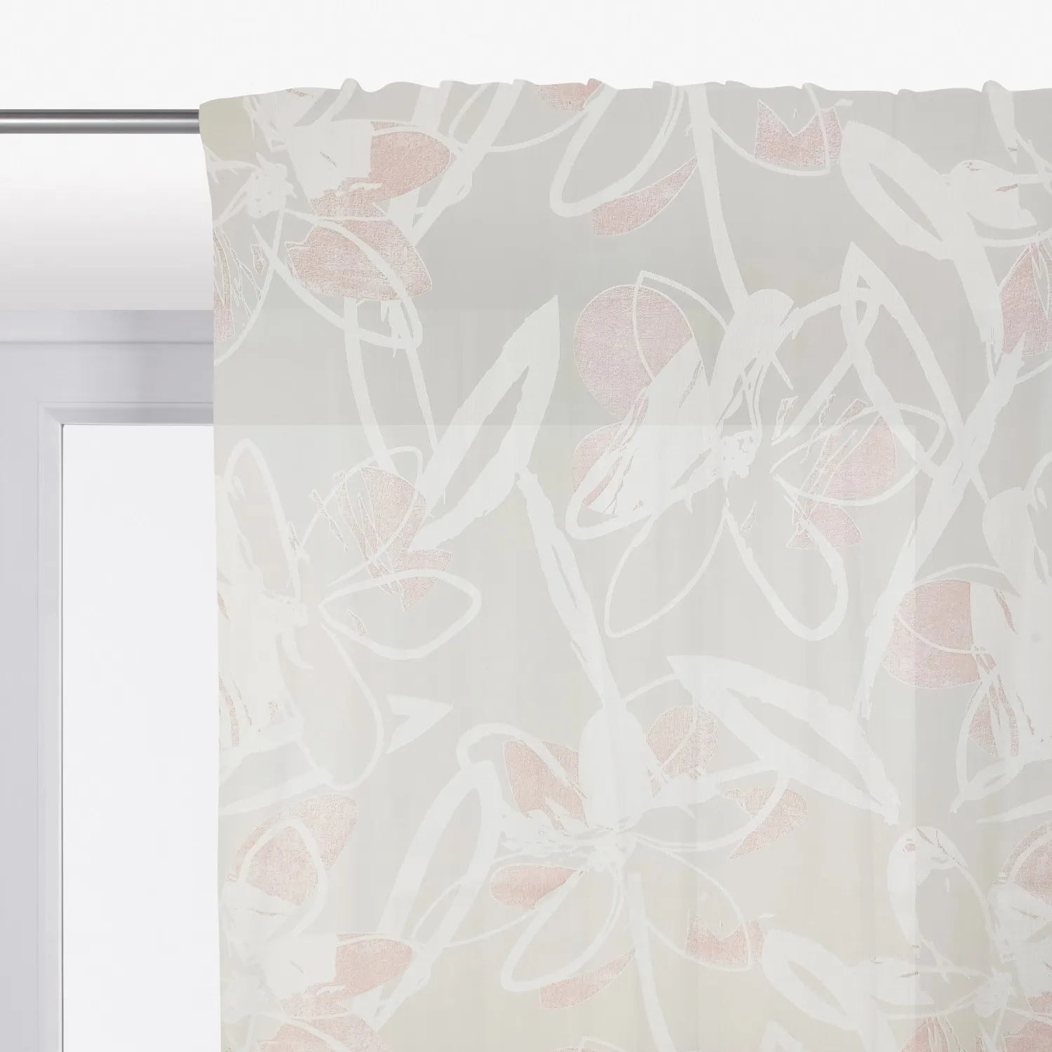 Tenda arredo 140x290 cm Fiore bianco rosa