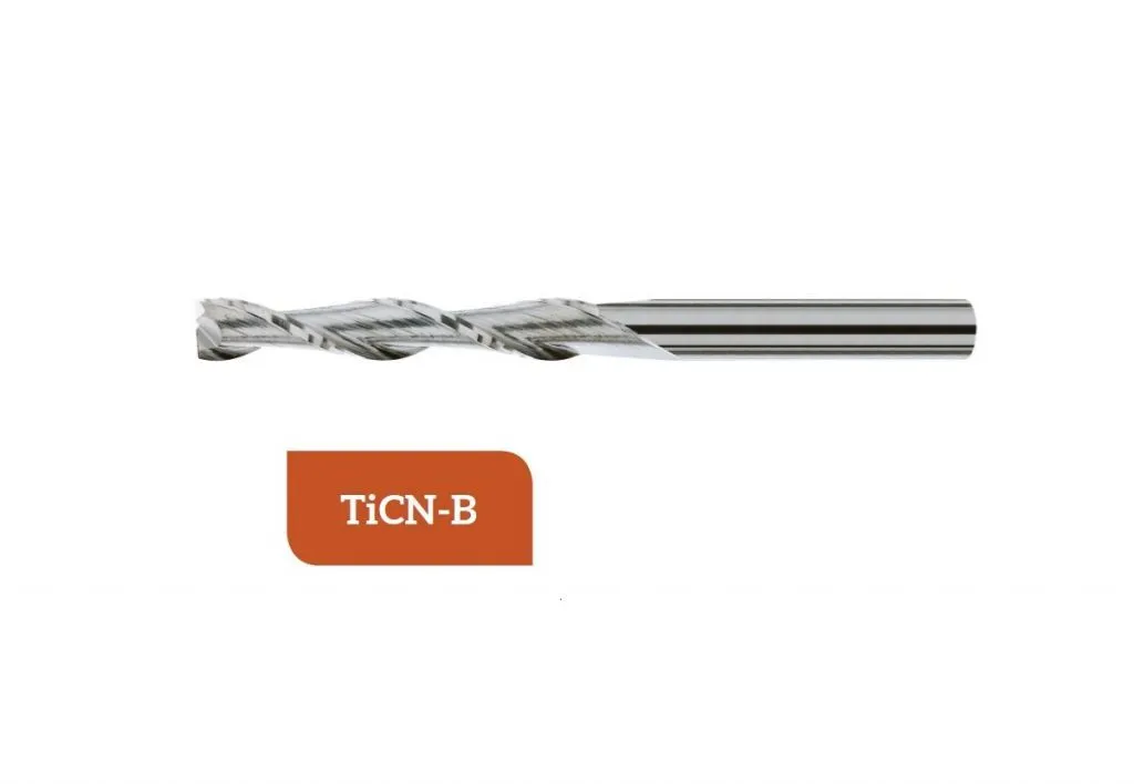 TM-3.2XL-1600C Fresa elicoidale metallo duro Ø16 a 2 taglienti LUNGA, taglio al centro con gambo cilindrico, rivestita in TiCN-B