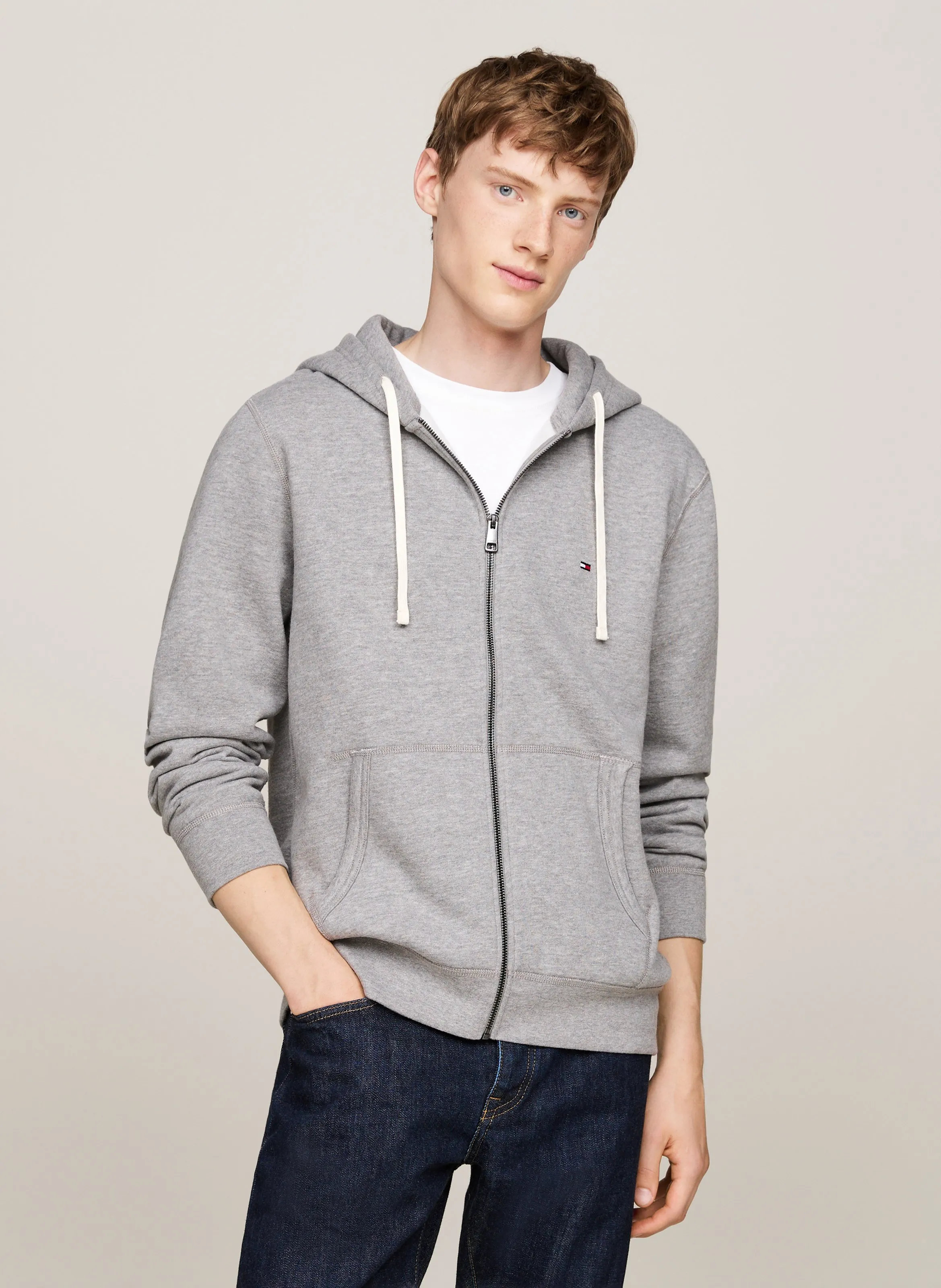  TOMMY HILFIGER   Felpa a girocollo con applicazione rete | Grigio