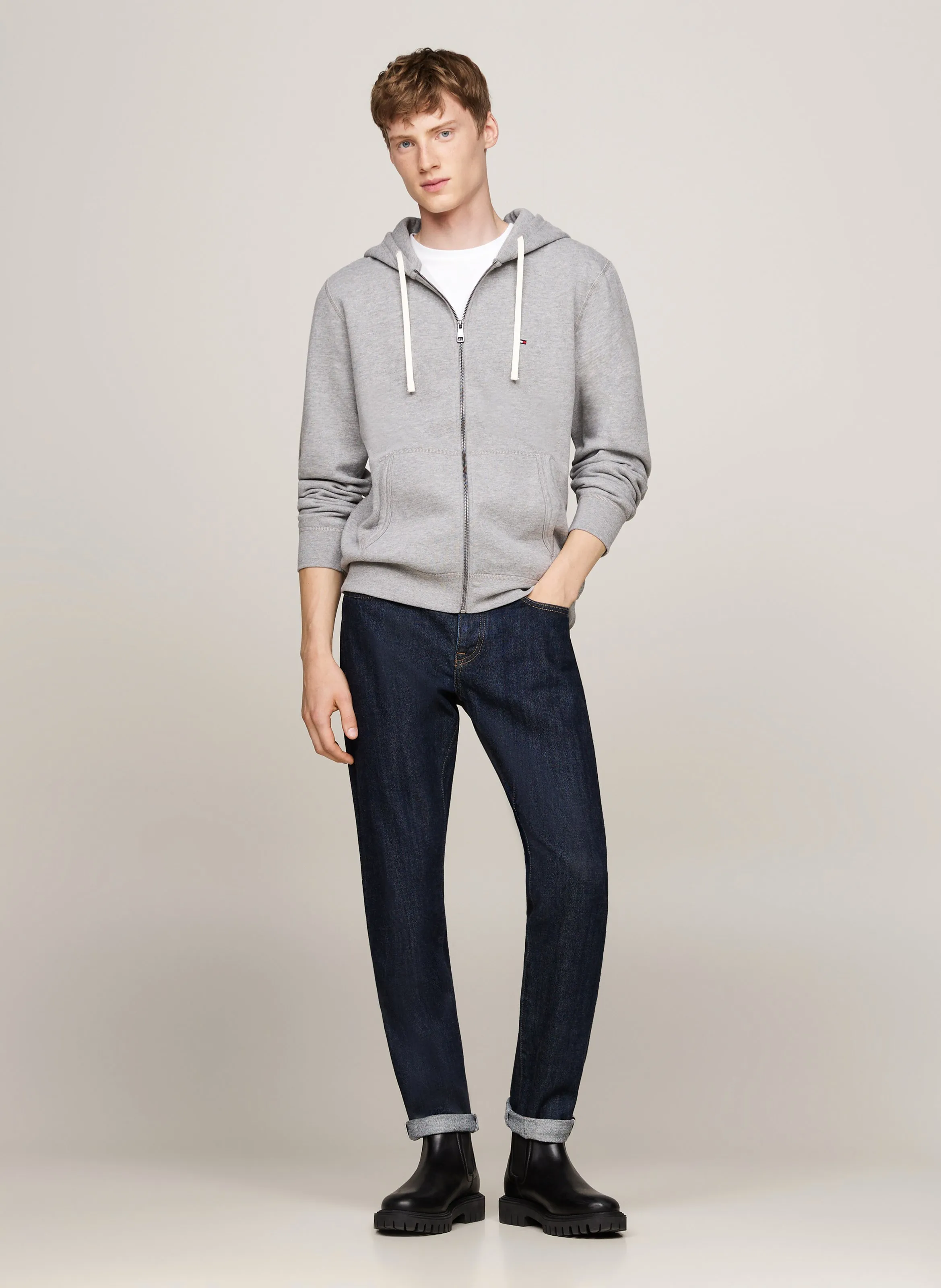  TOMMY HILFIGER   Felpa a girocollo con applicazione rete | Grigio