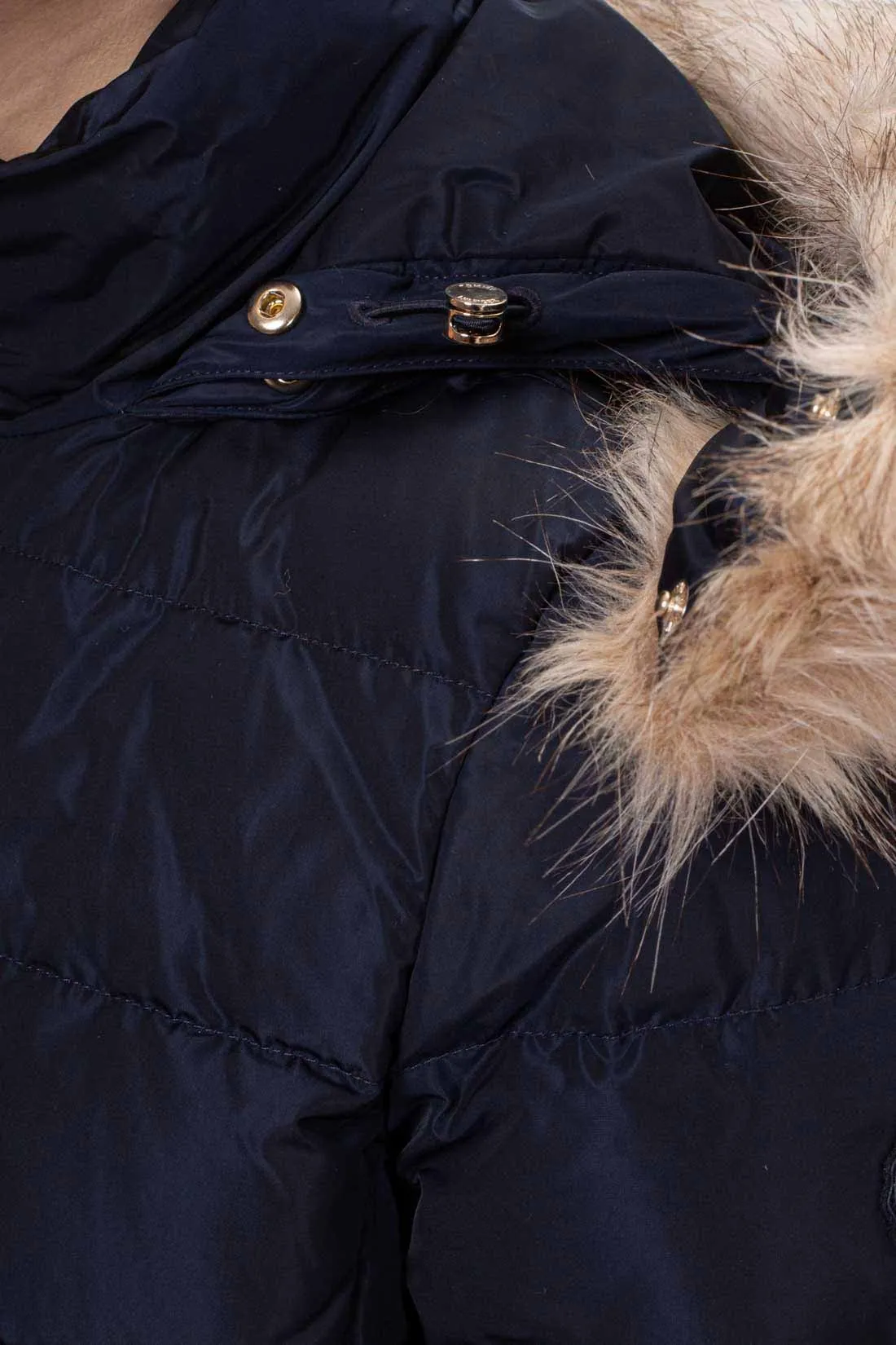TOMMY HILFIGER Piumino donna idrorepellente con dettaglio in ecopelliccia