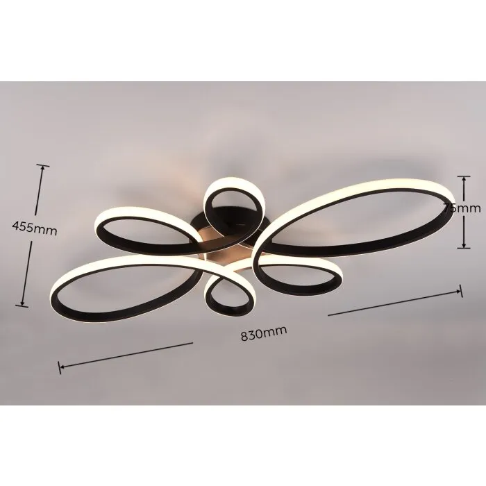Trio FLY Plafoniera LED Nero, 1-Luce
