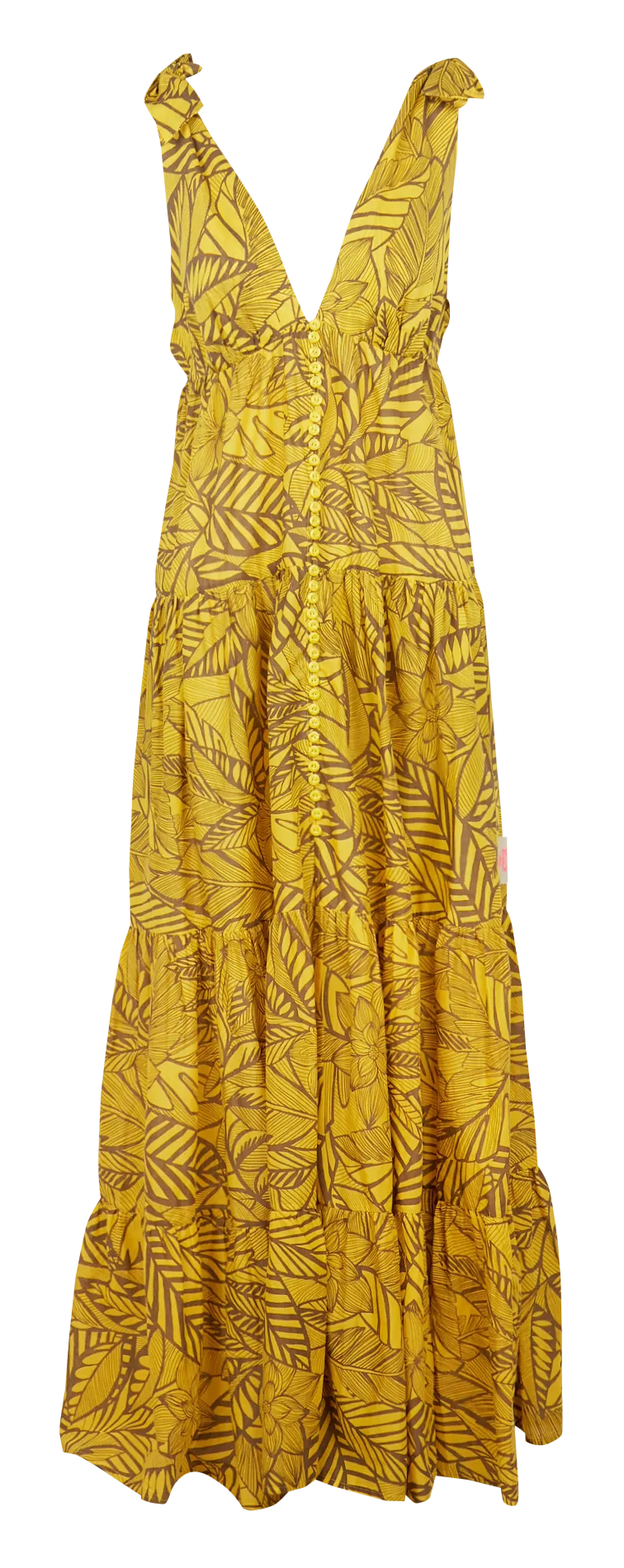  TWINSET   Abito lungo scollo a V stampato in cotone | Giallo