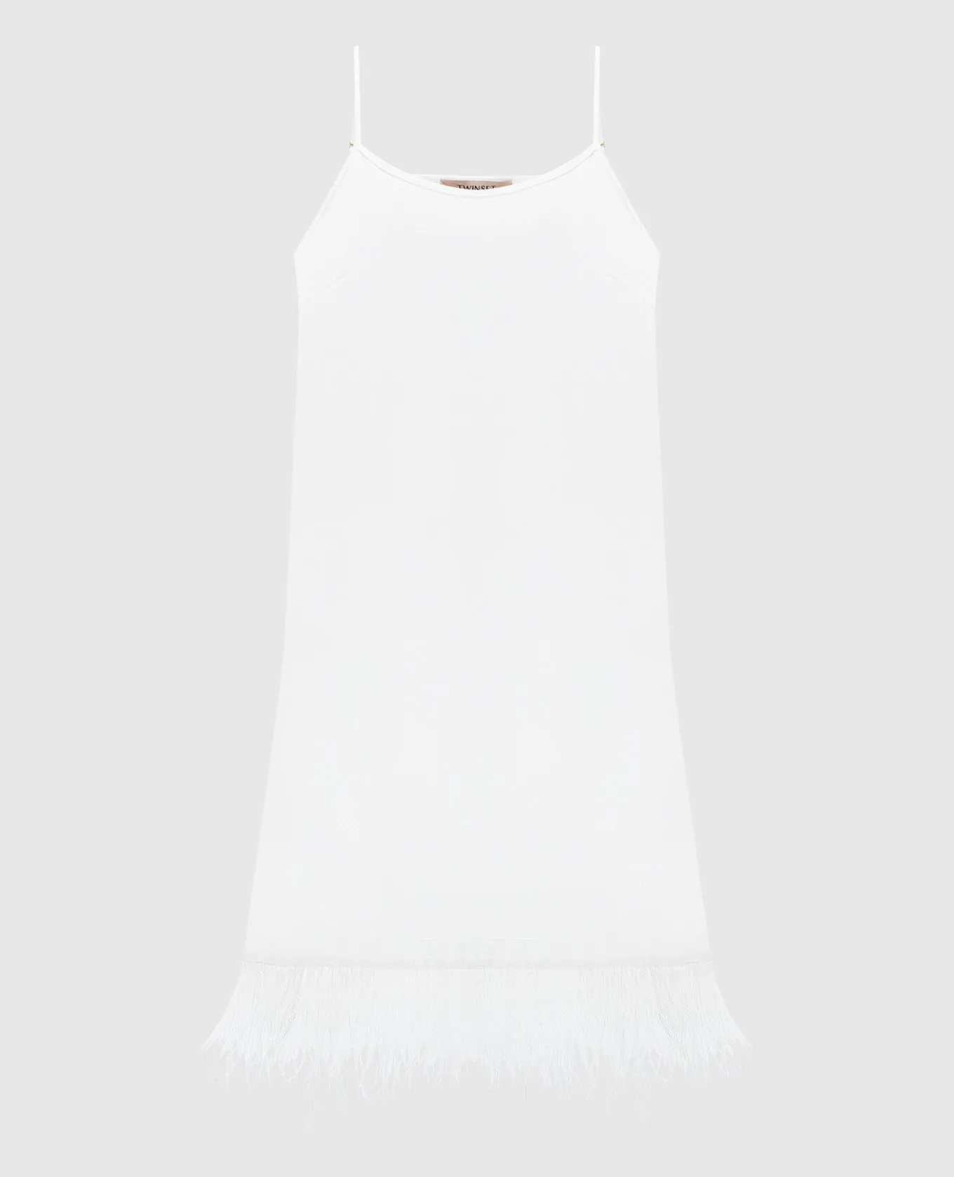 Twinset Miniabito bianco con piume di struzzo 242TP2690
