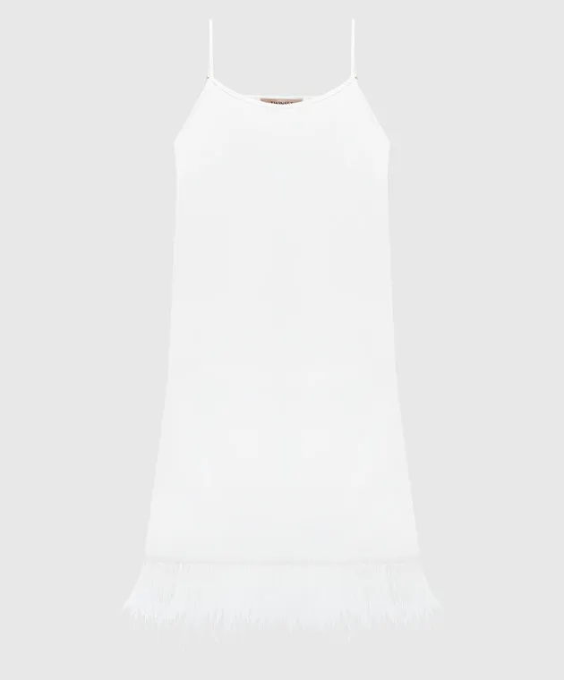 Twinset Miniabito bianco con piume di struzzo 242TP2690