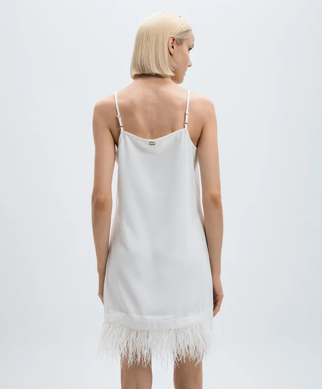 Twinset Miniabito bianco con piume di struzzo 242TP2690