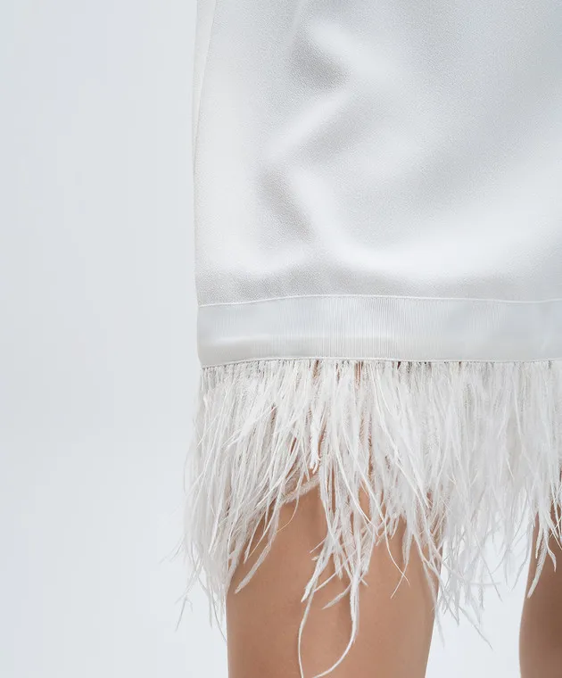 Twinset Miniabito bianco con piume di struzzo 242TP2690