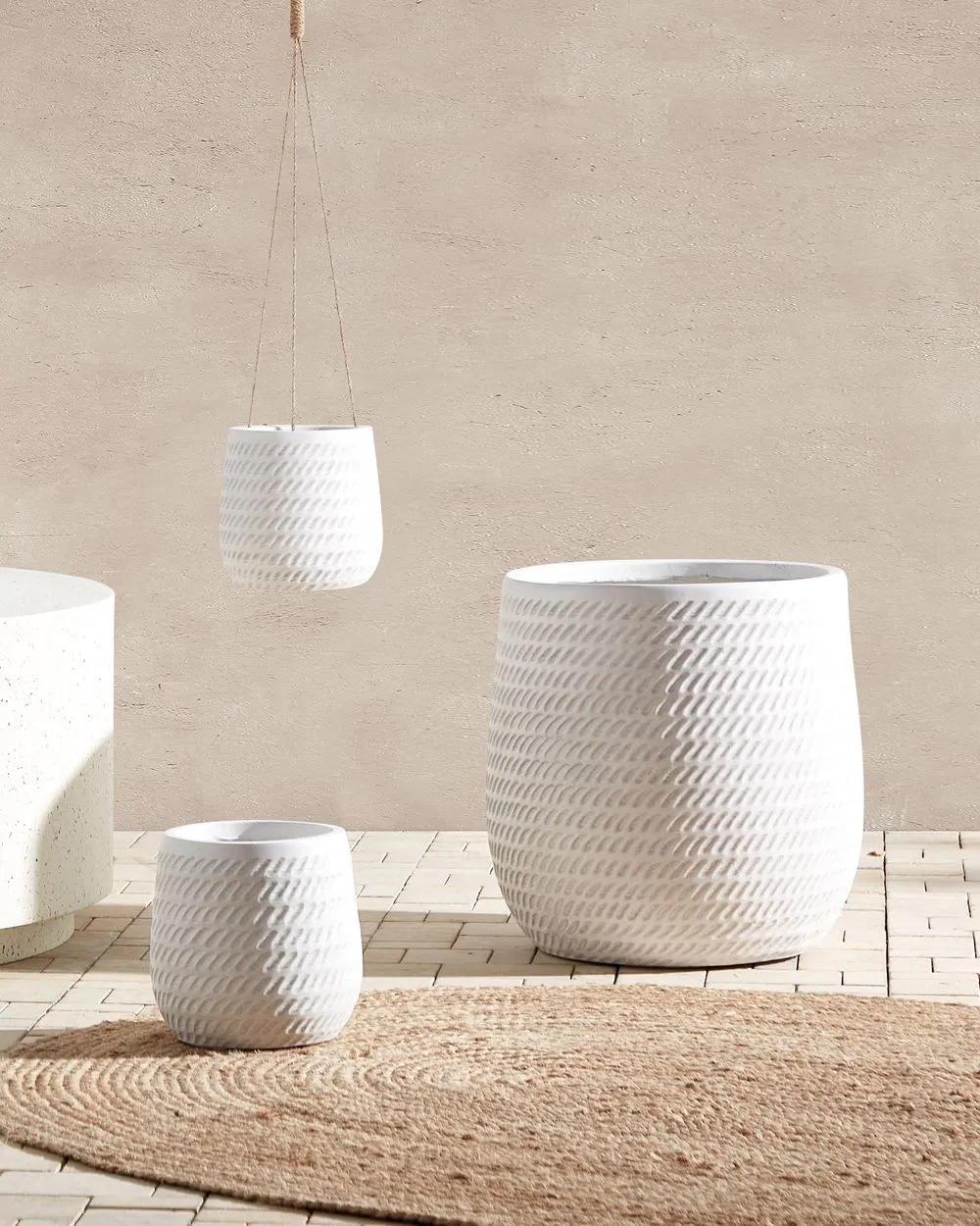 Vaso per piante LIVADIA Pietra 39 cm Bianco sporco
