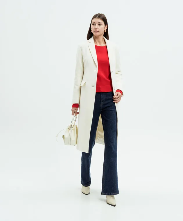 Victoria Beckham Maglia rossa in cashmere con ricamo logo 1324KJU005589A