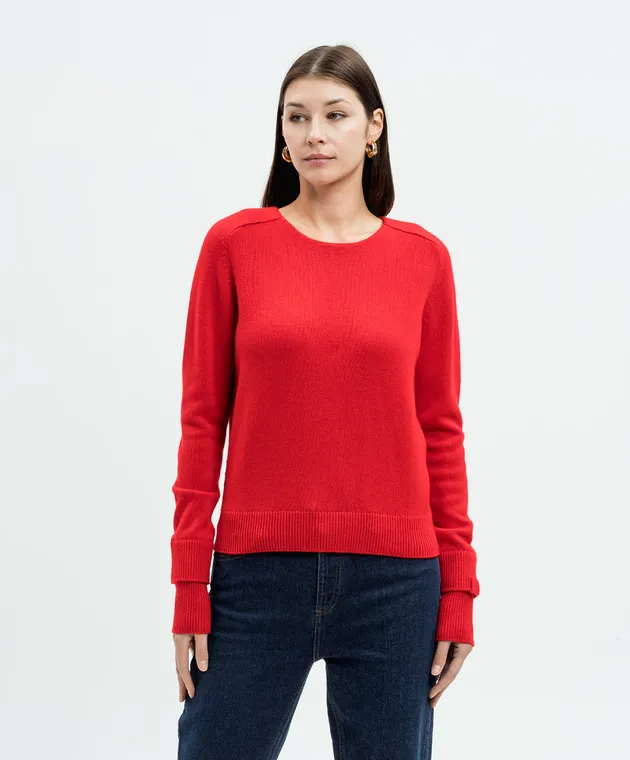 Victoria Beckham Maglia rossa in cashmere con ricamo logo 1324KJU005589A