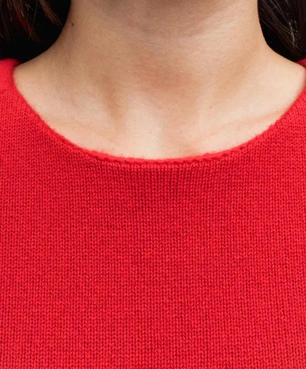 Victoria Beckham Maglia rossa in cashmere con ricamo logo 1324KJU005589A