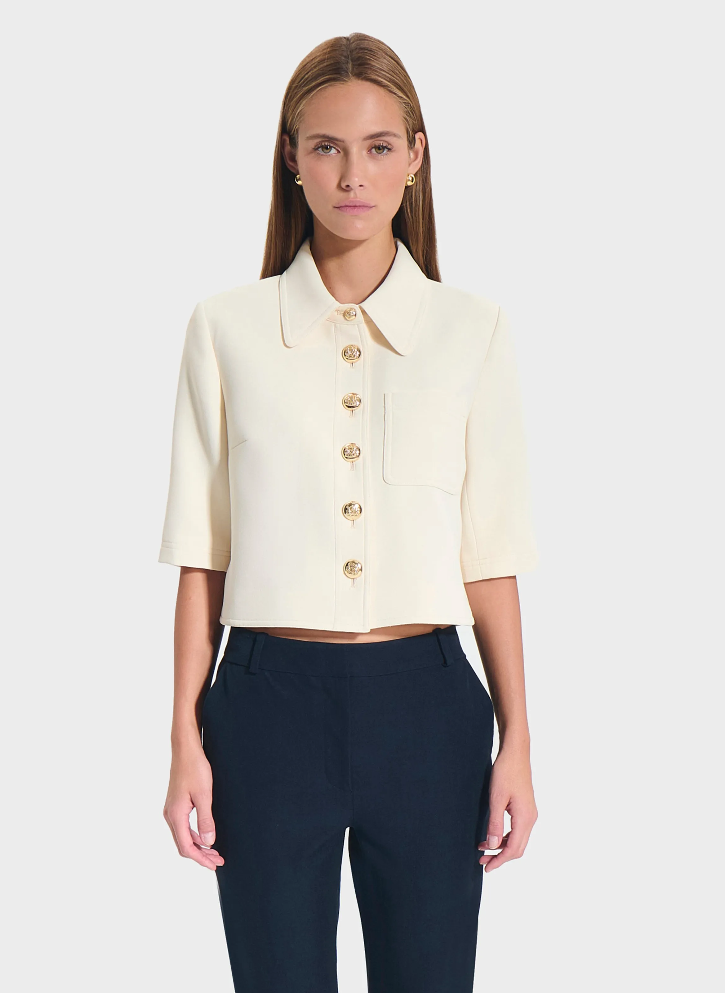  ZAPA   CELINA - Camicia diritta in maglia | Bianco
