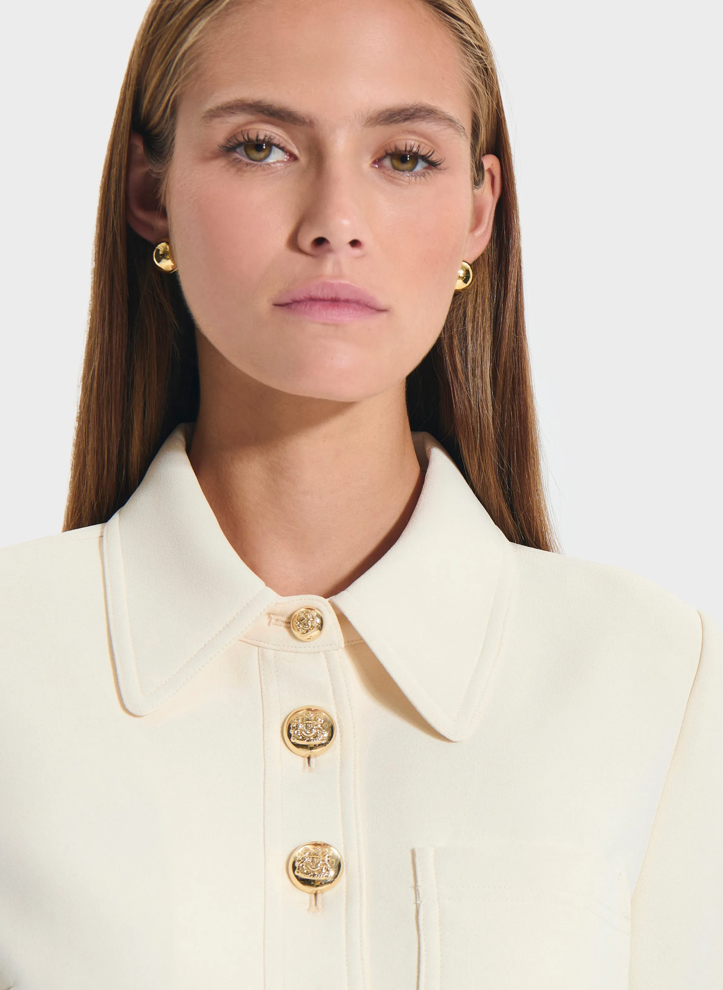  ZAPA   CELINA - Camicia diritta in maglia | Bianco